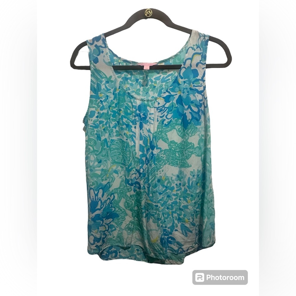 Lilly Pulitzer Blue and Green Floral Top